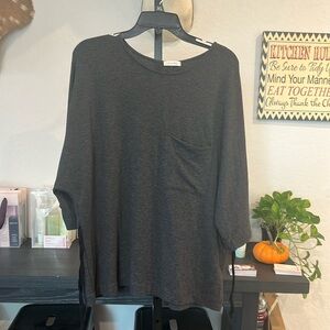 Women’s dark gray blouse with belt and front pocket XL